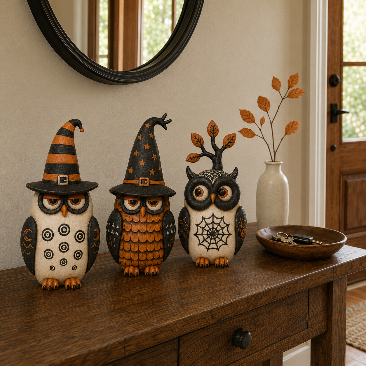 Midnight Owl Coven Halloween Figurines