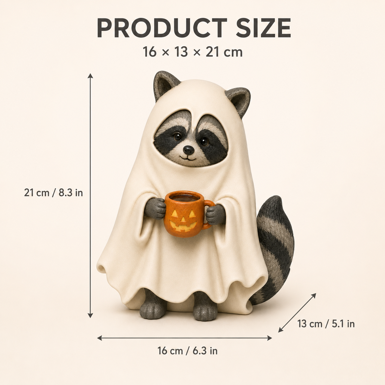 Cozy Boo Raccoon Halloween Figurine