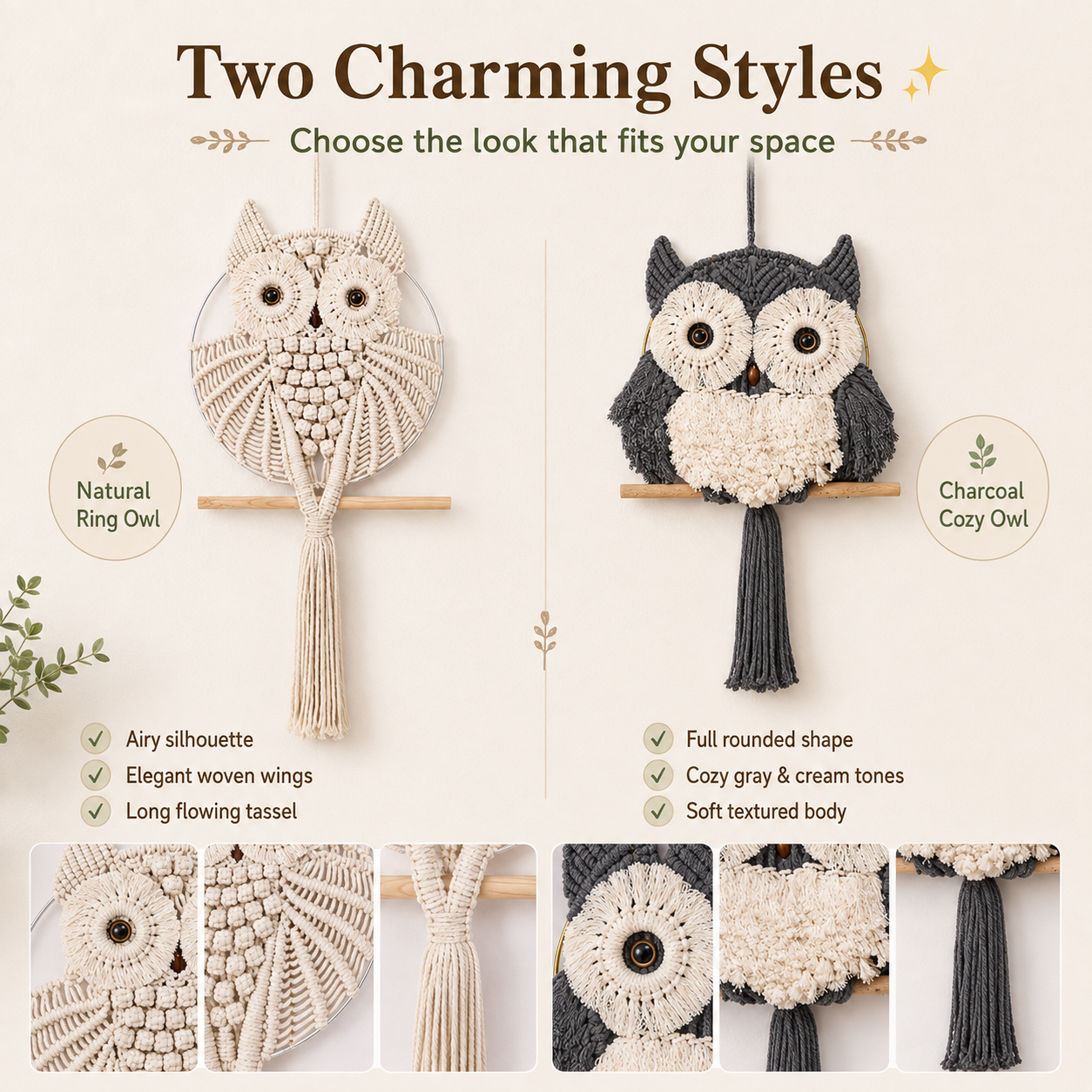 Boho Macrame Owl Wall Hanging