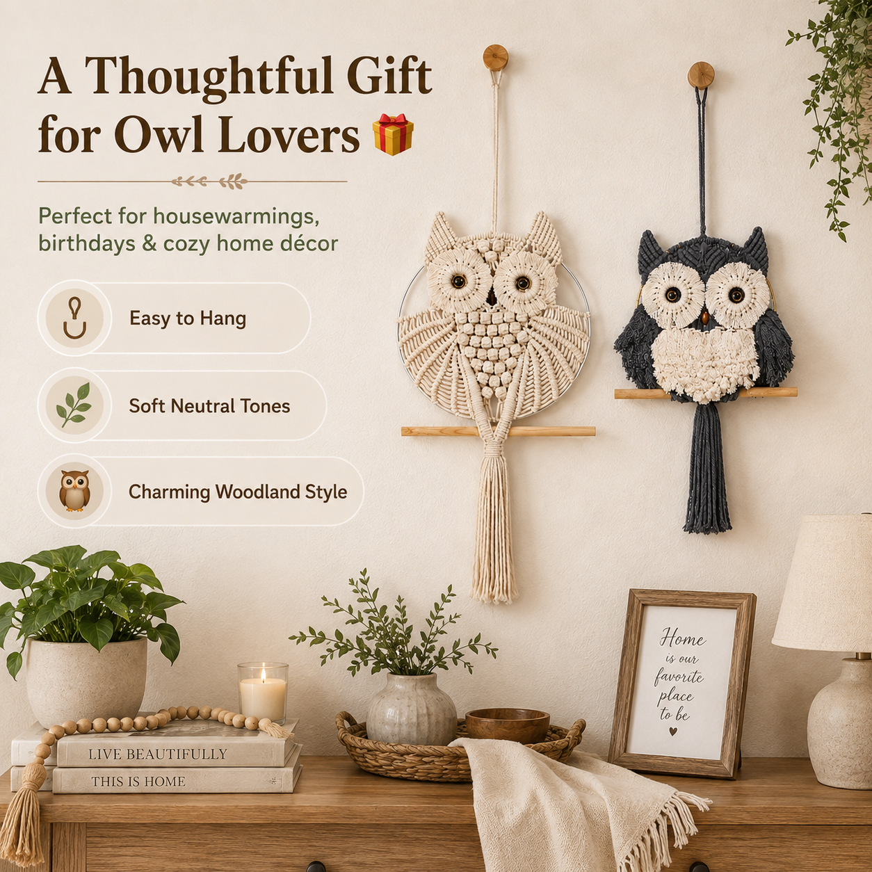 Boho Macrame Owl Wall Hanging