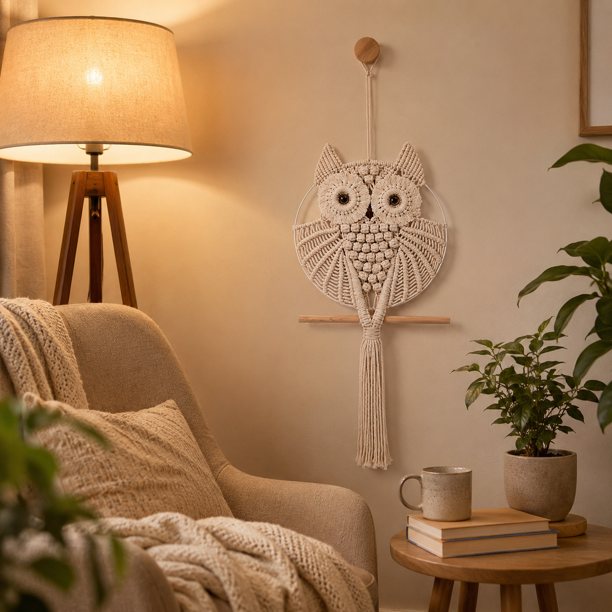 Boho Macrame Owl Wall Hanging