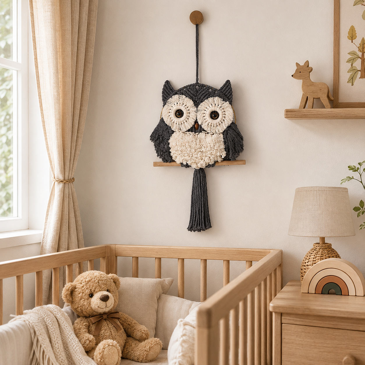 Boho Macrame Owl Wall Hanging