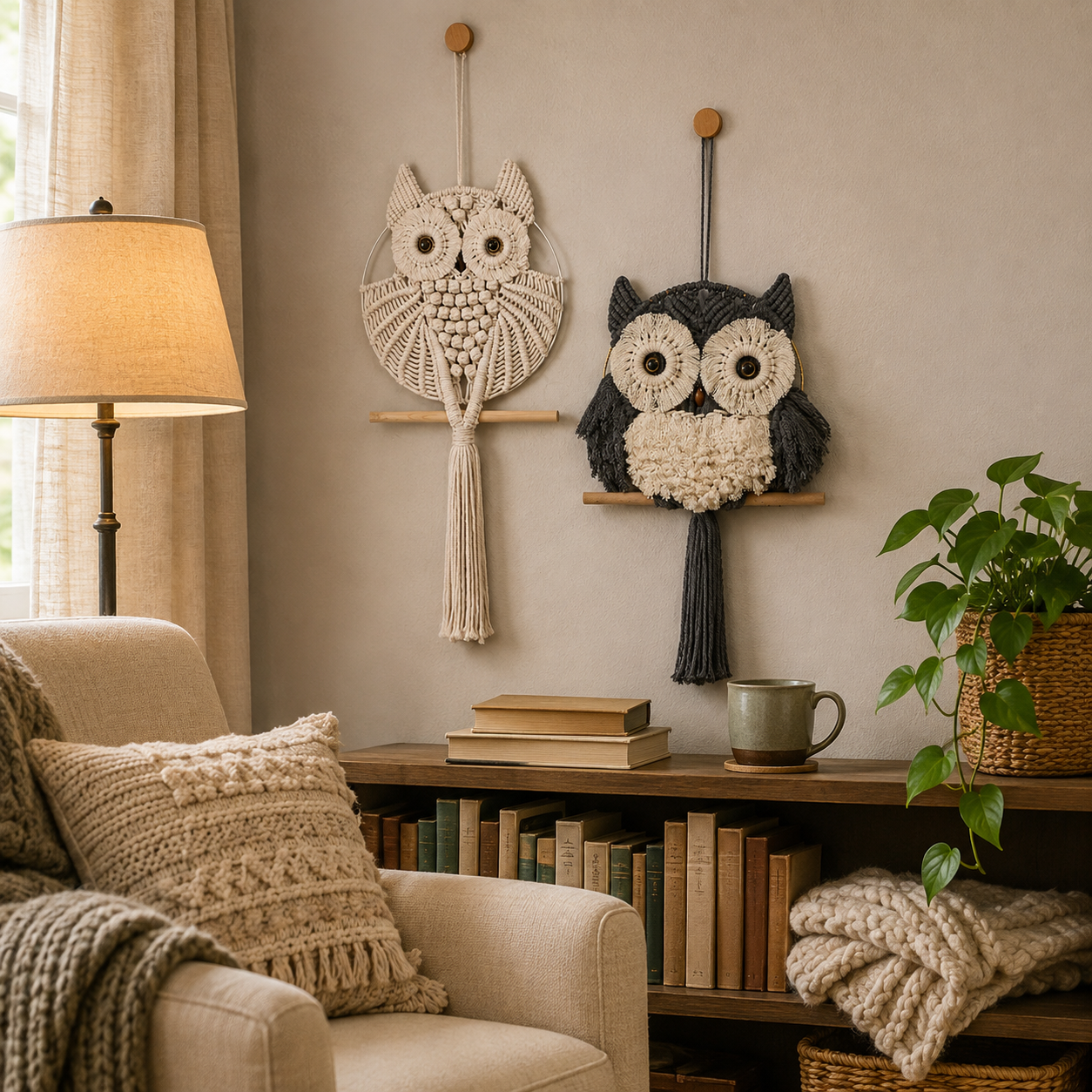 Boho Macrame Owl Wall Hanging