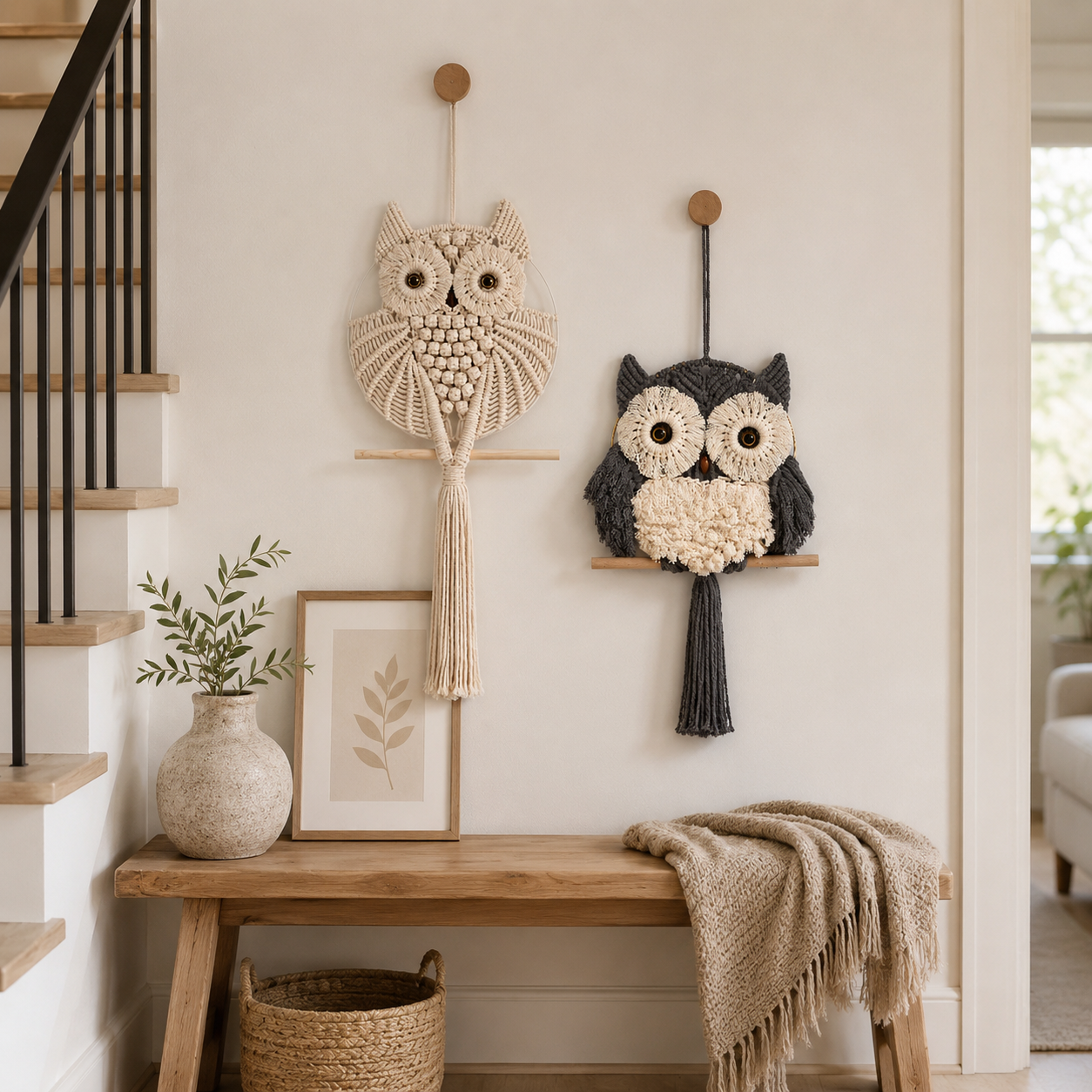 Boho Macrame Owl Wall Hanging