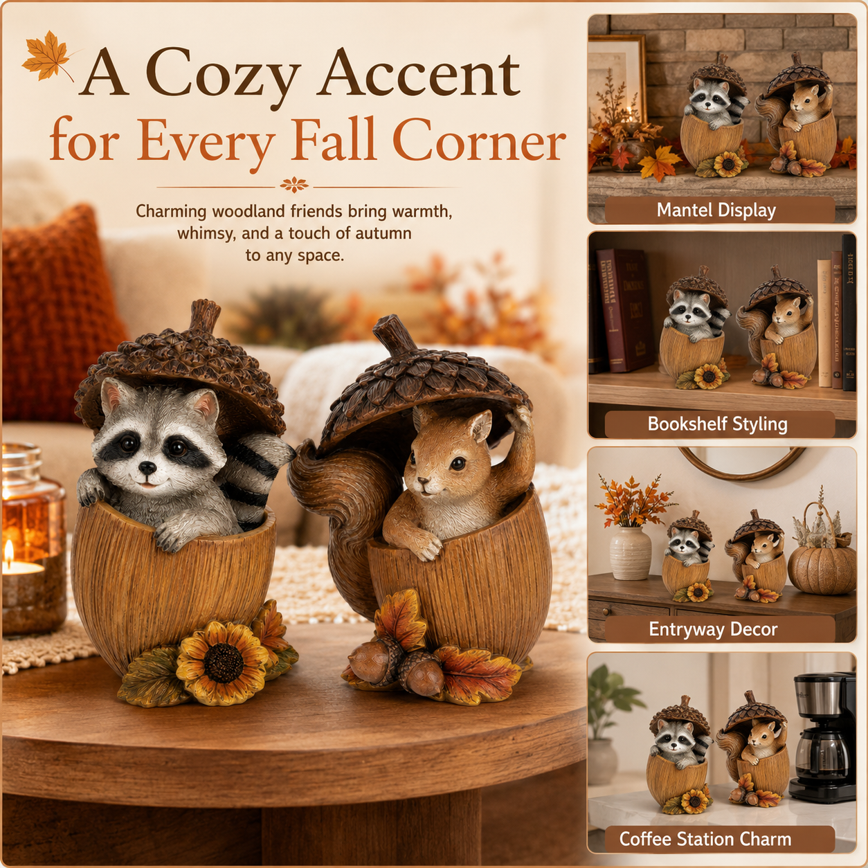 Acorn Hideaway Friends Fall Figurines