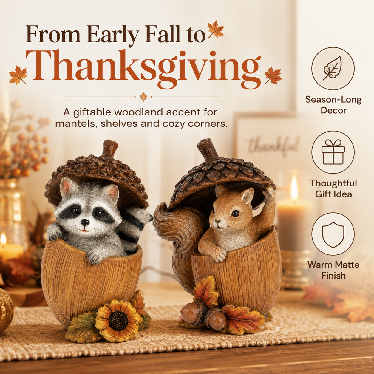Acorn Hideaway Friends Fall Figurines