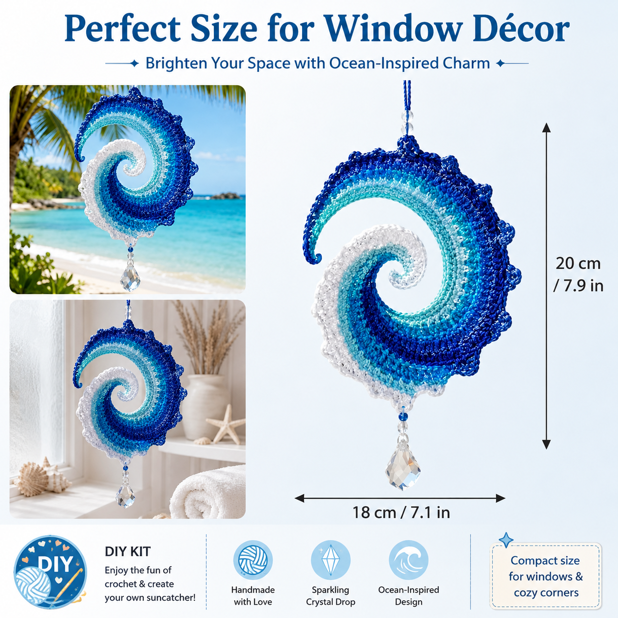 Ocean Wave Crochet Suncatcher DIY Kit