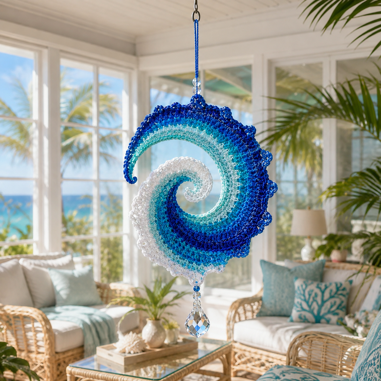 Ocean Wave Crochet Suncatcher DIY Kit