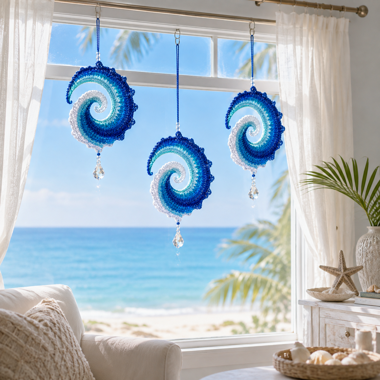 Ocean Wave Crochet Suncatcher DIY Kit