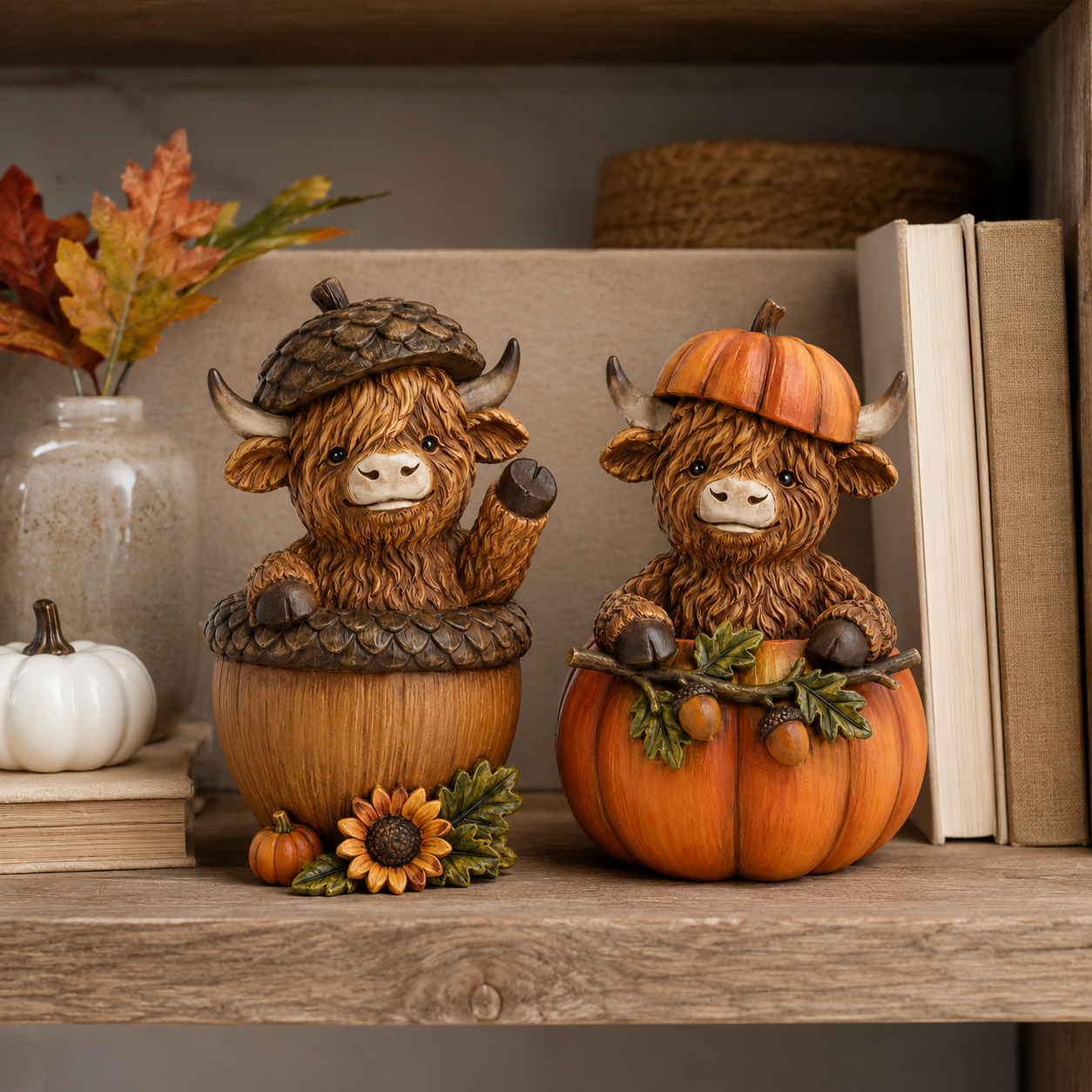 Harvest Hideaway Highland Cow Figurines 🍂