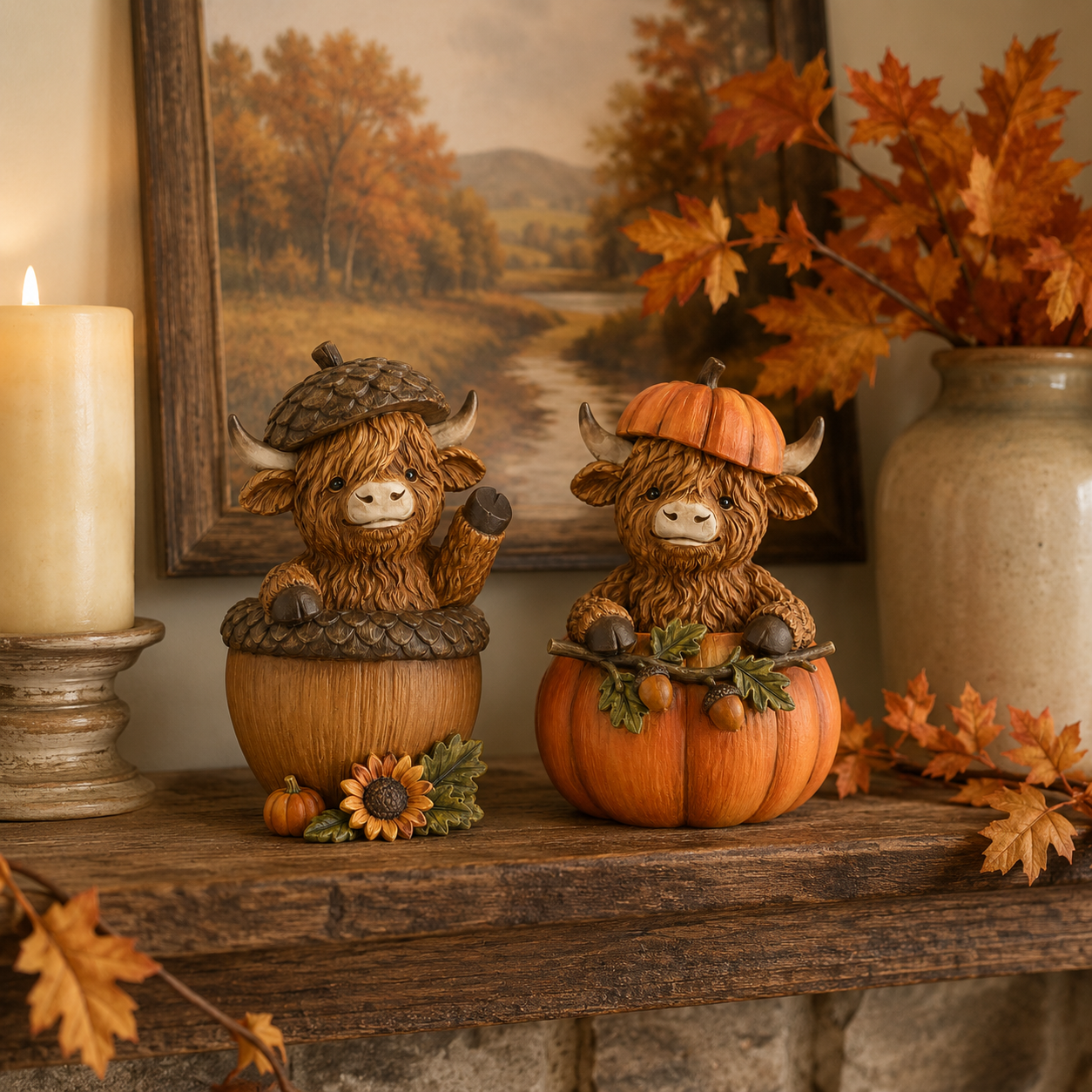 Harvest Hideaway Highland Cow Figurines 🍂