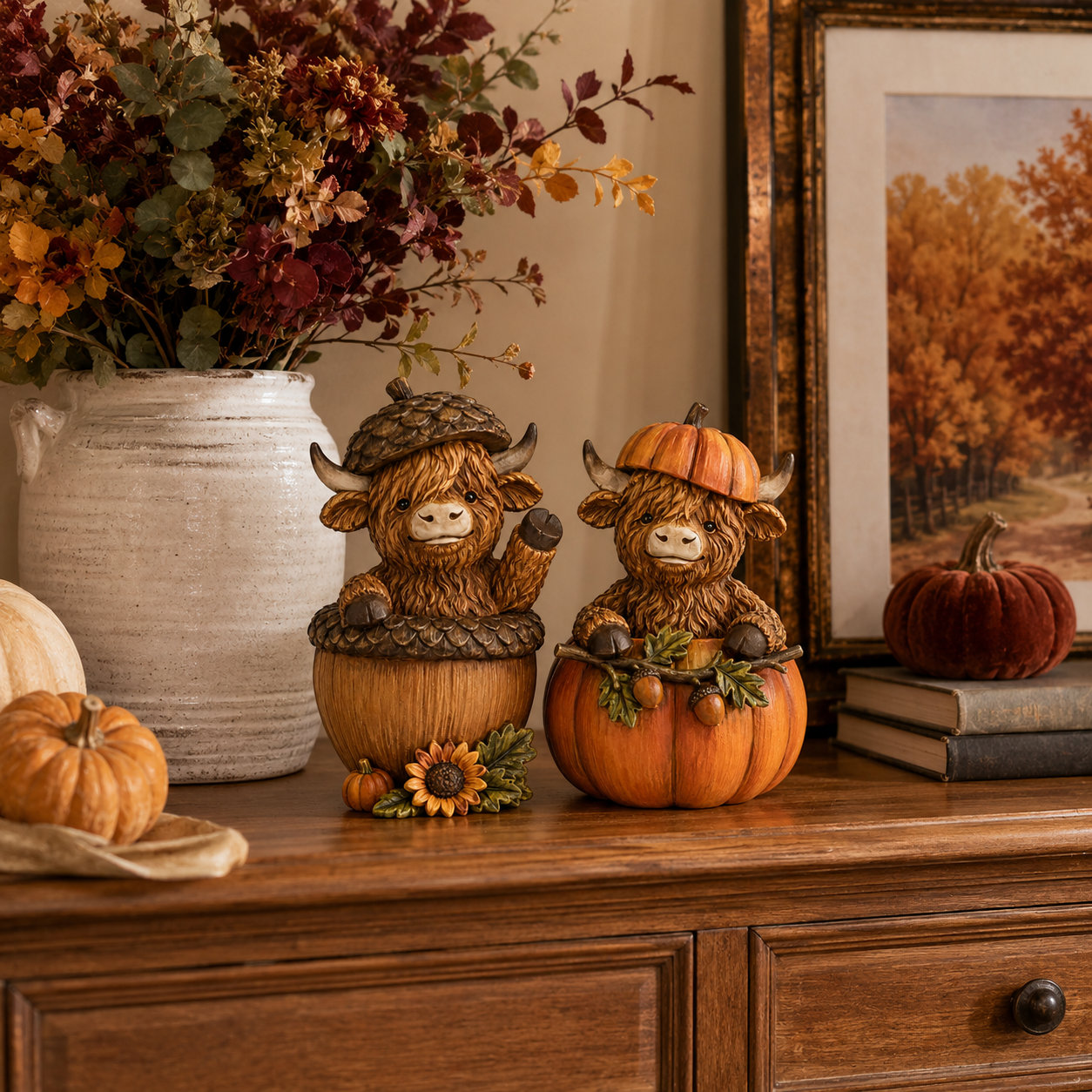 Harvest Hideaway Highland Cow Figurines 🍂