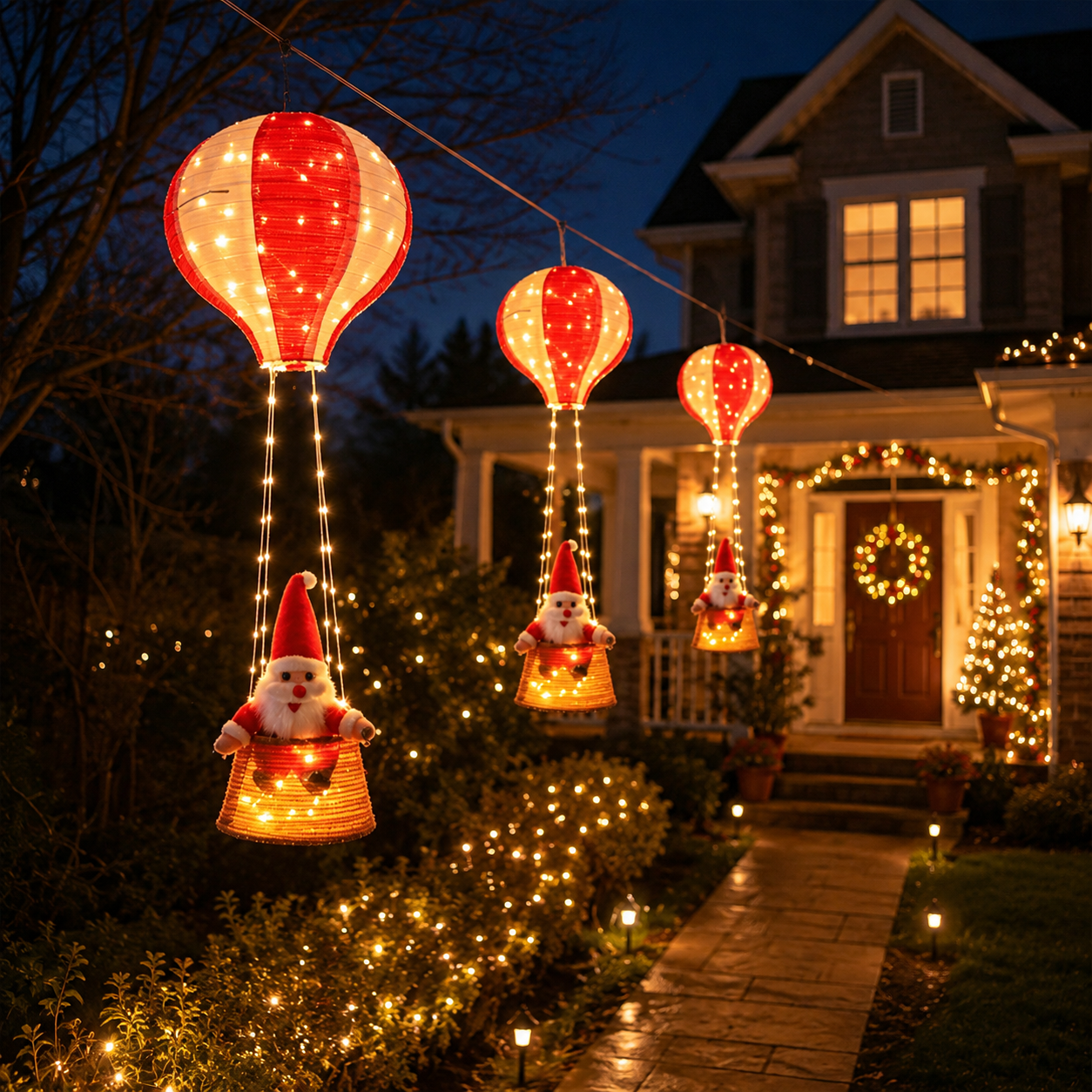 Lighted Santa Hot Air Balloon Christmas Decoration