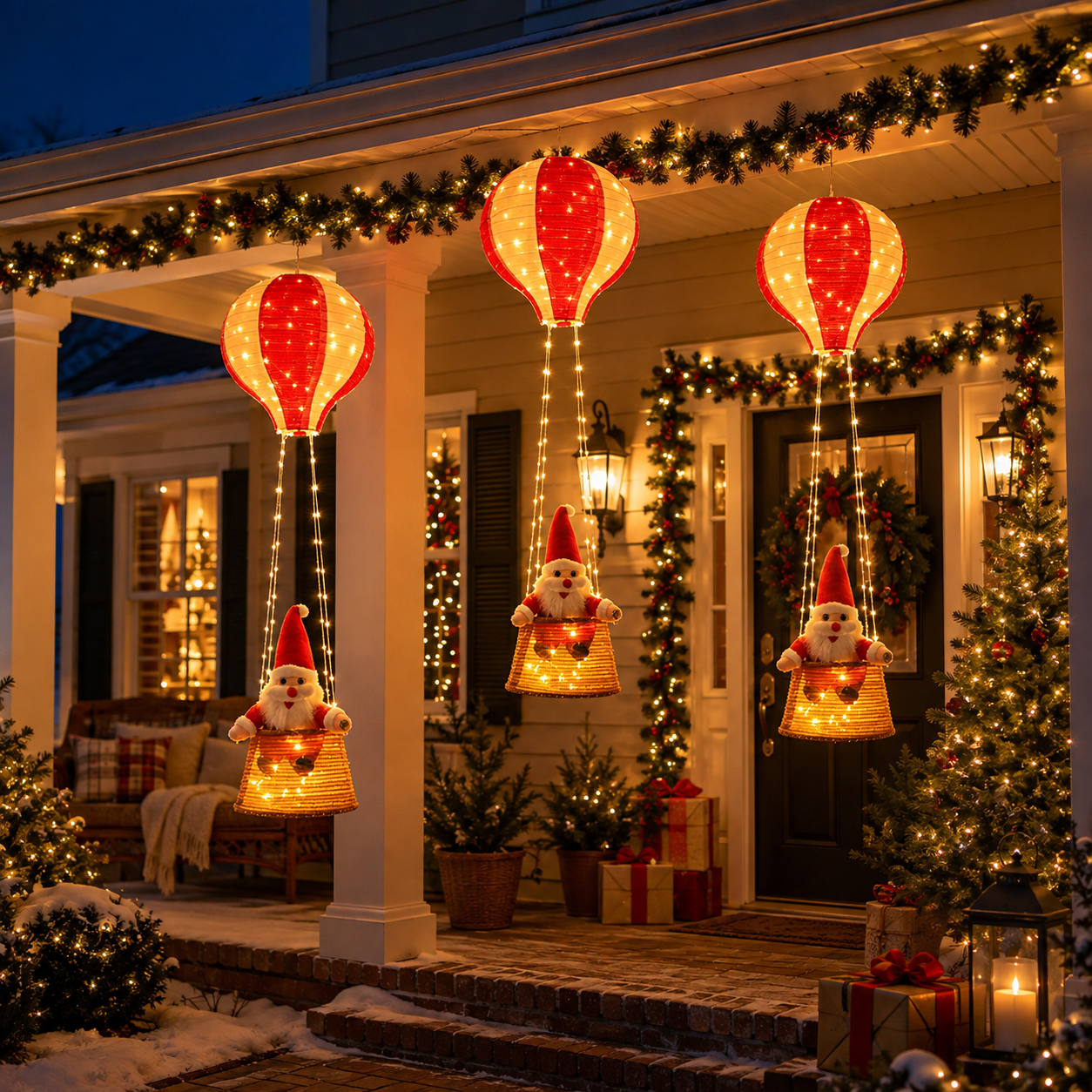 Lighted Santa Hot Air Balloon Christmas Decoration