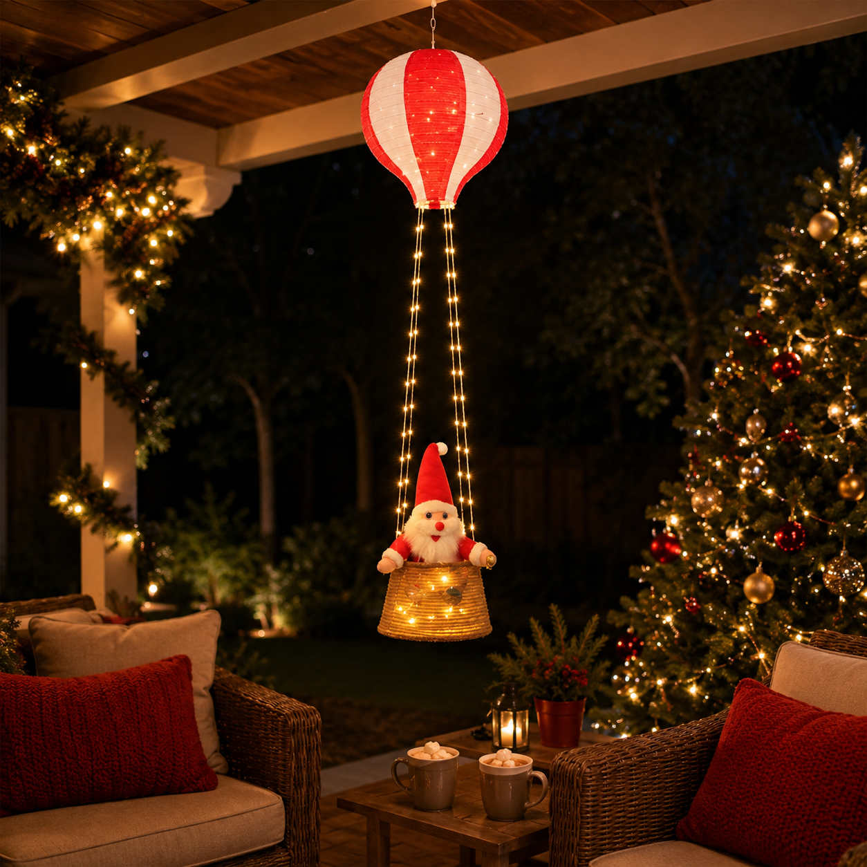 Lighted Santa Hot Air Balloon Christmas Decoration