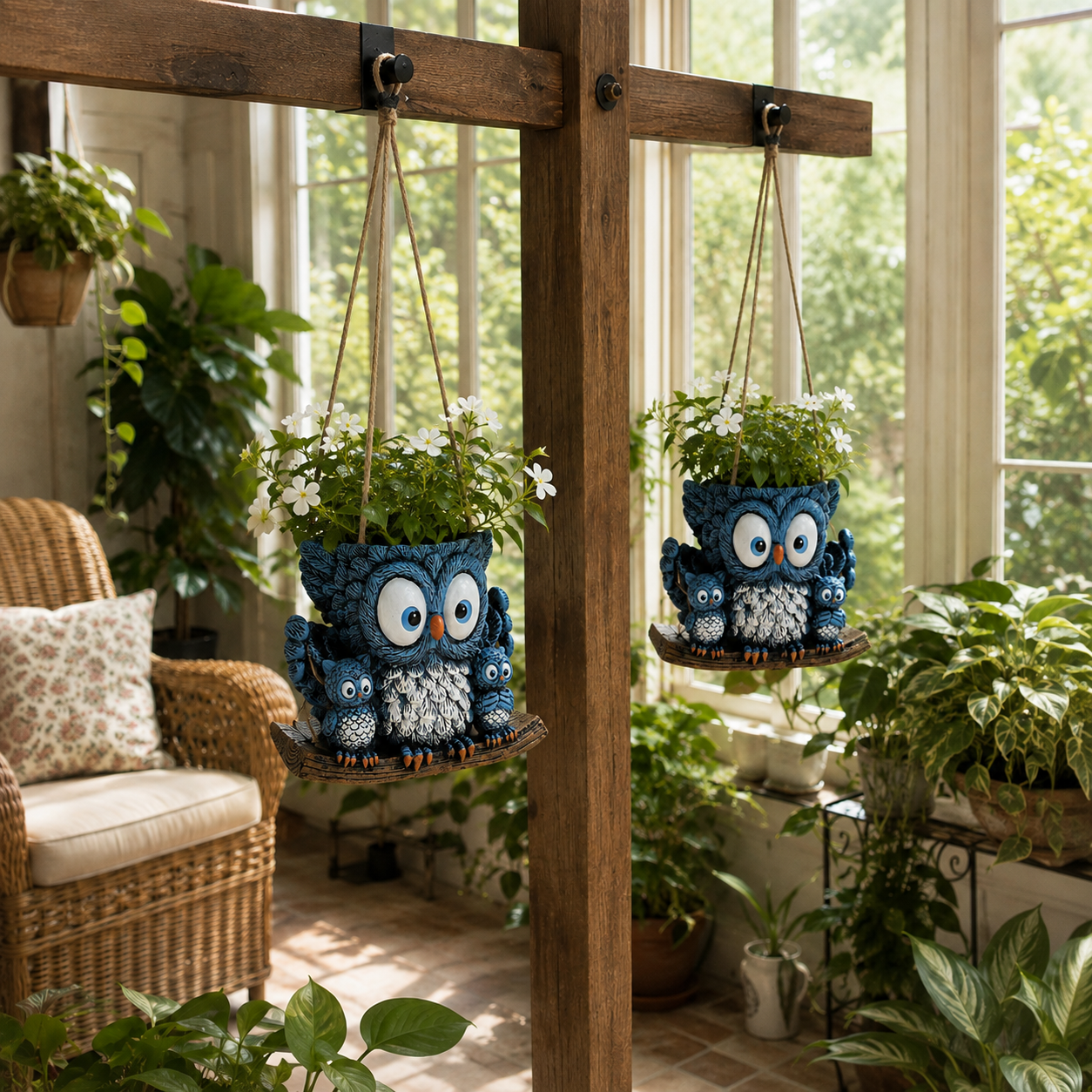 Owl Family Hanging Planter
