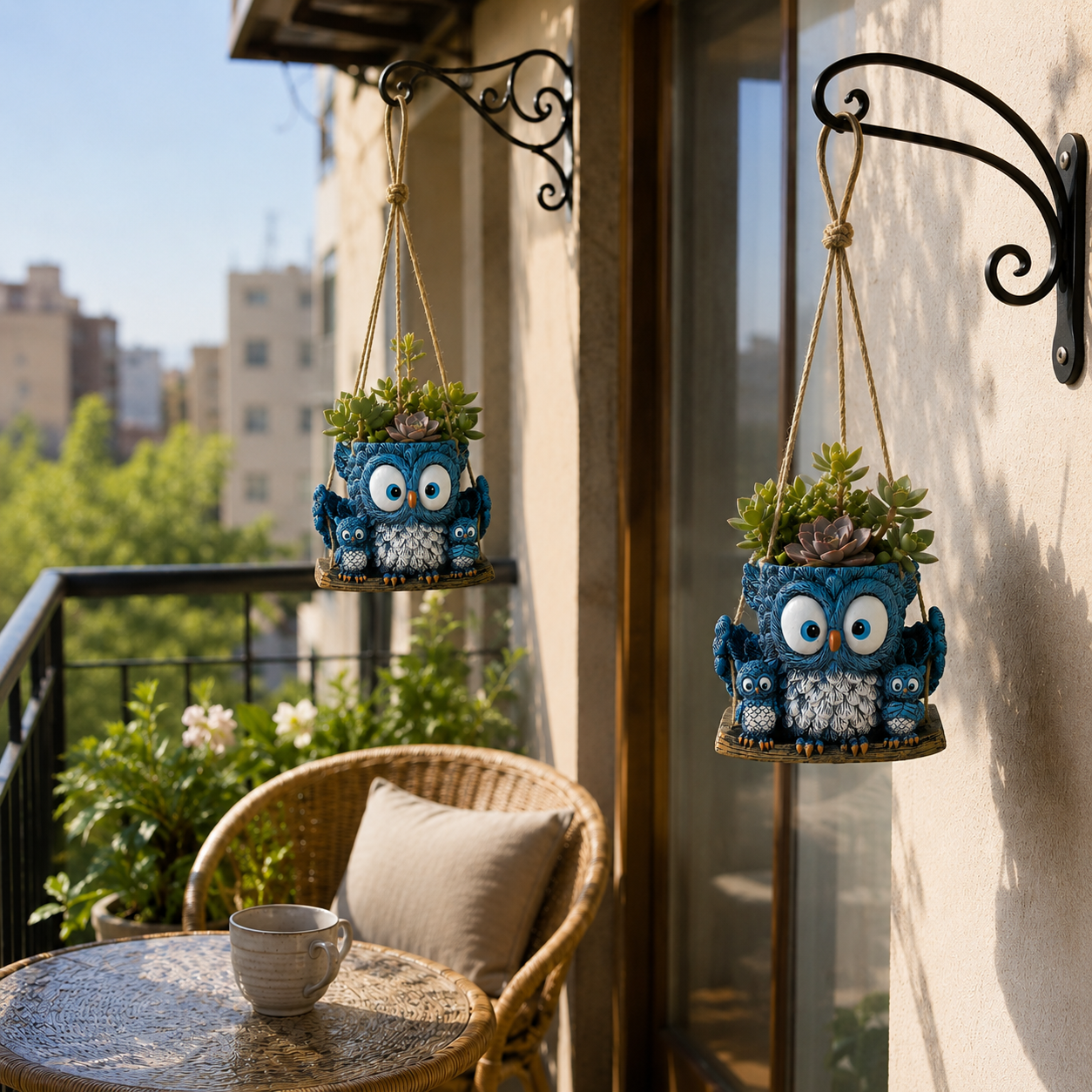 Owl Family Hanging Planter