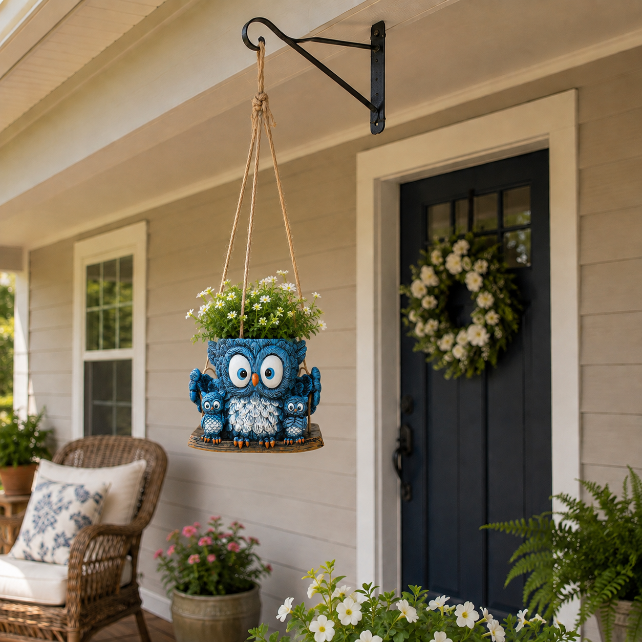 Owl Family Hanging Planter