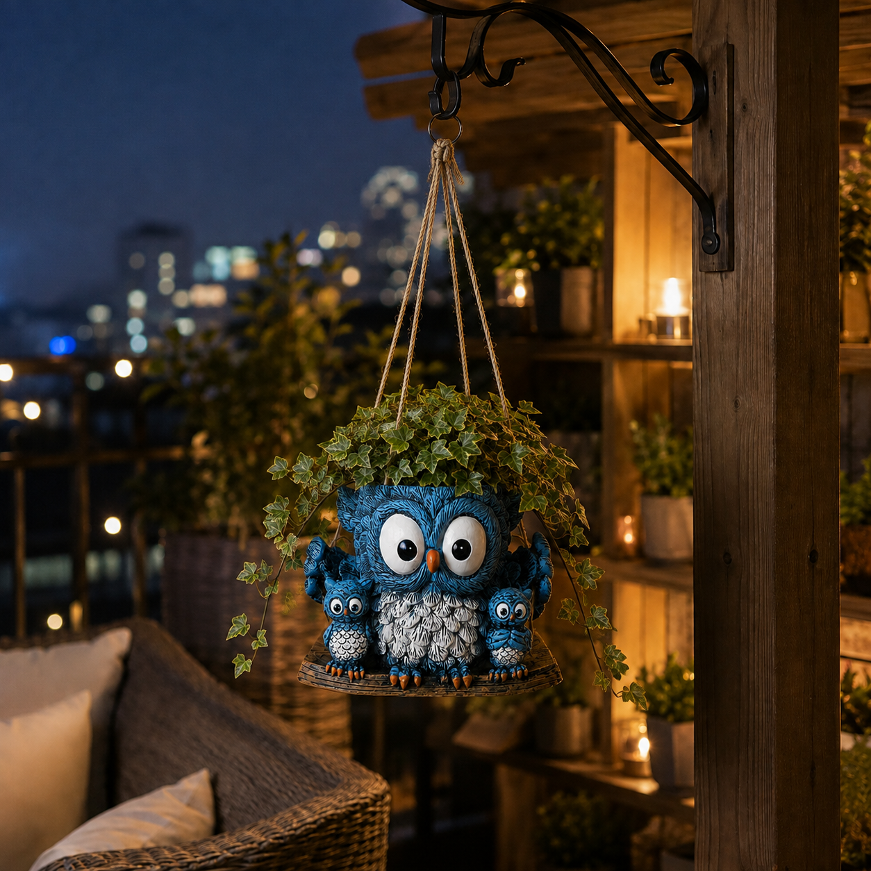 Owl Family Hanging Planter