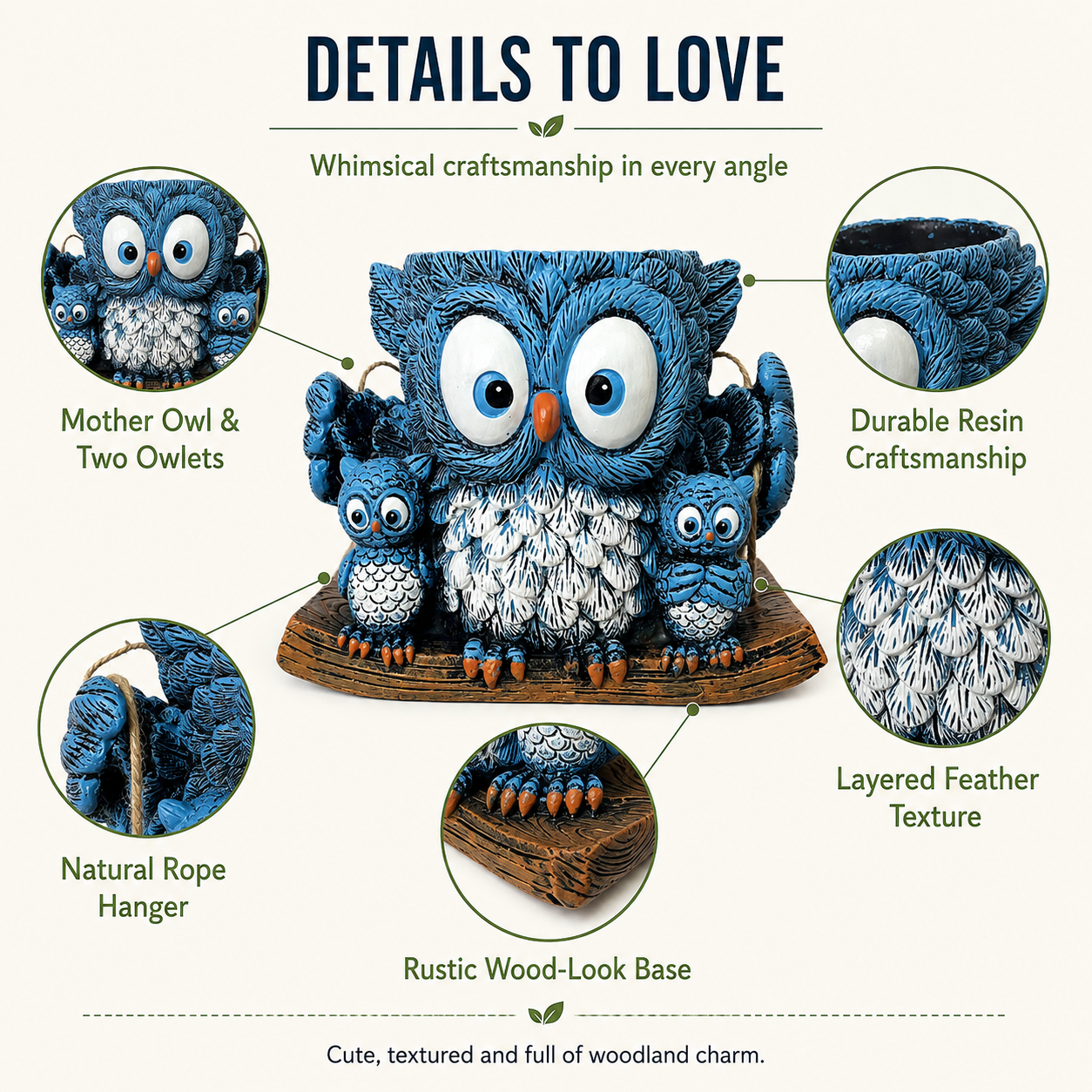 Owl Family Hanging Planter