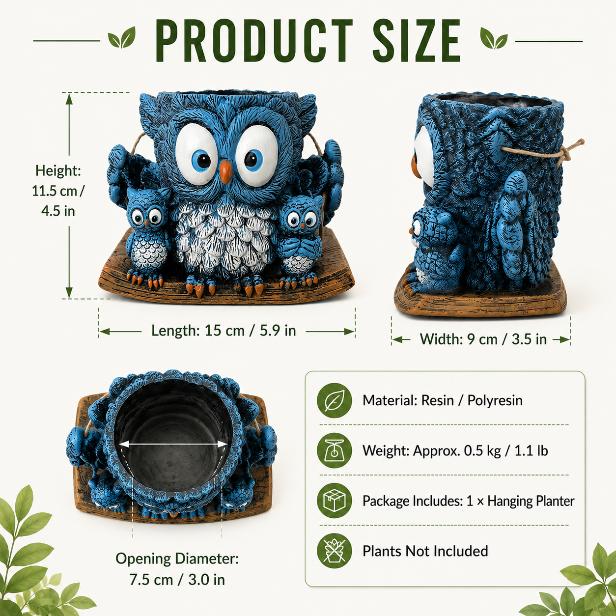 Owl Family Hanging Planter