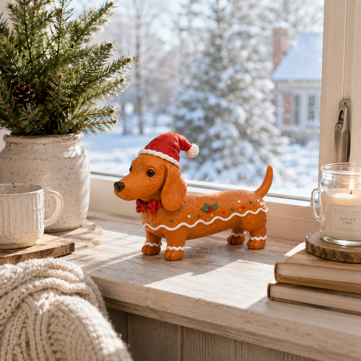 Christmas Gingerbread Dachshund Figurine