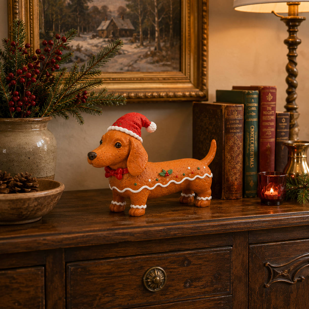 Christmas Gingerbread Dachshund Figurine