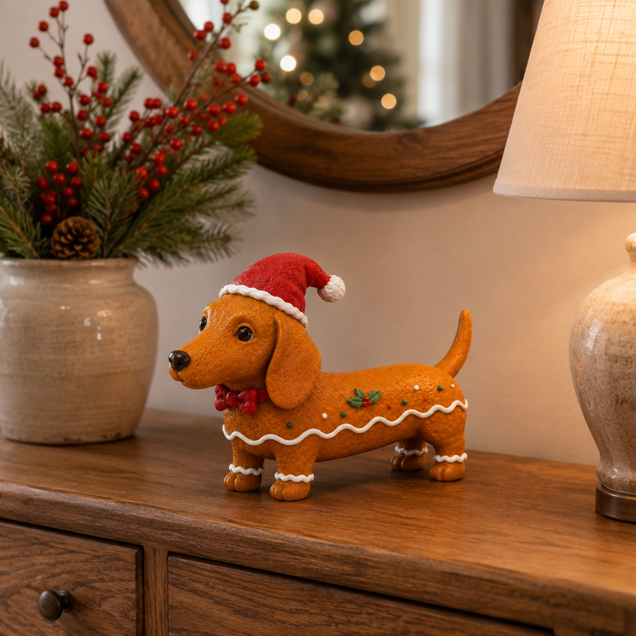 Christmas Gingerbread Dachshund Figurine