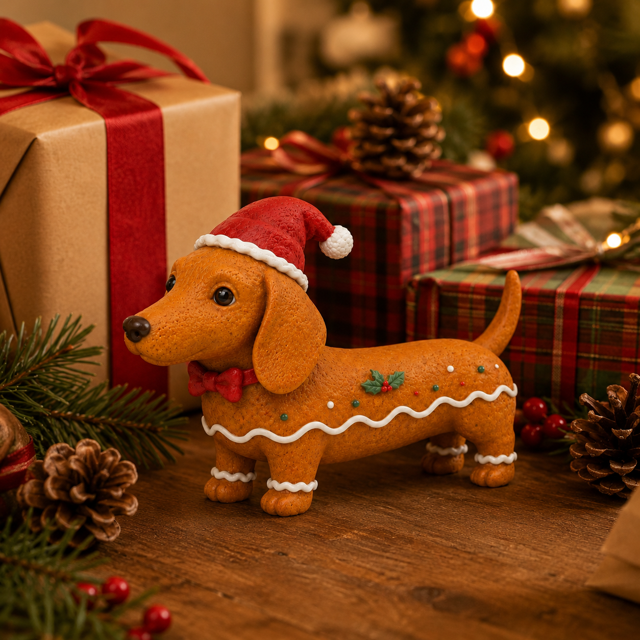 Christmas Gingerbread Dachshund Figurine