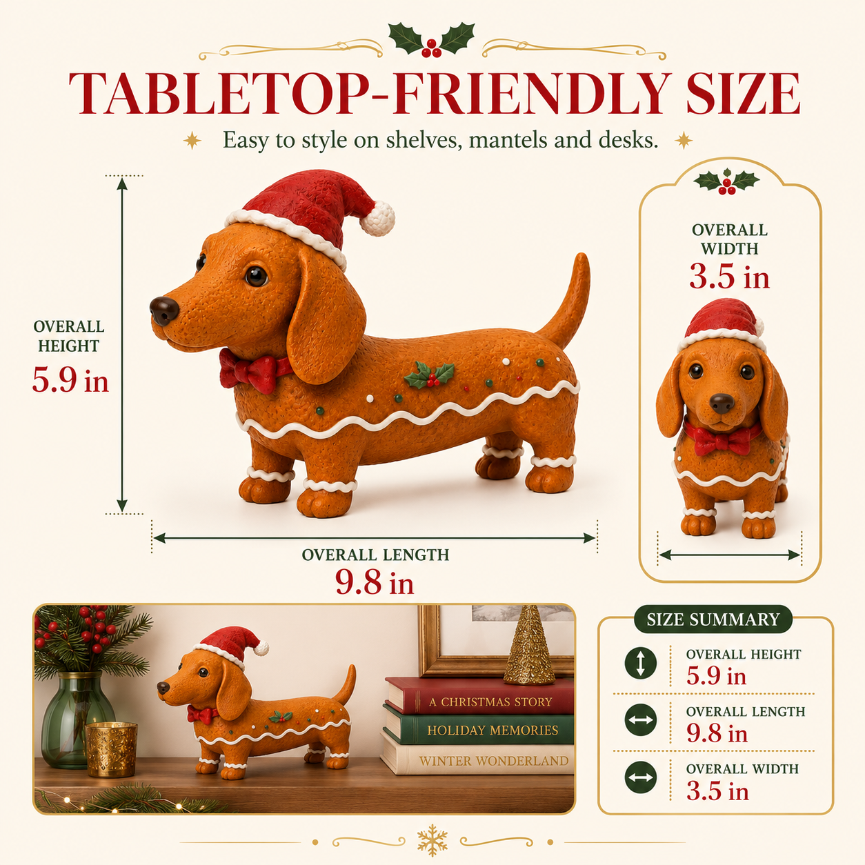 Christmas Gingerbread Dachshund Figurine