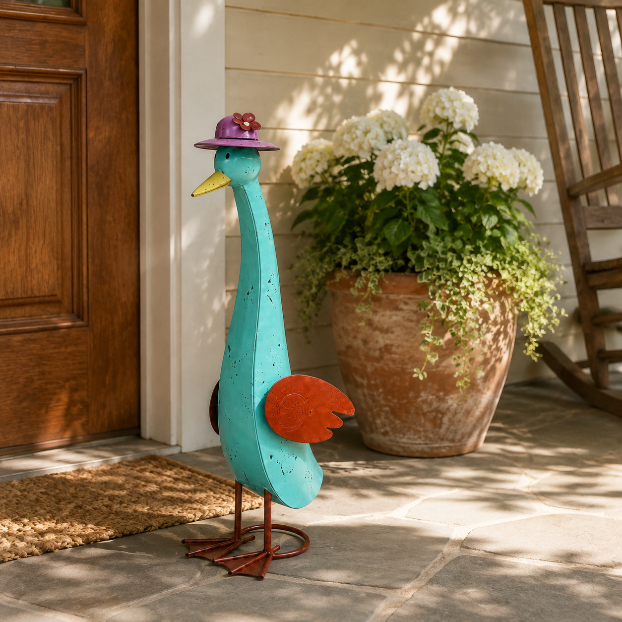 Vintage Whimsical Metal Garden Goose Figurines
