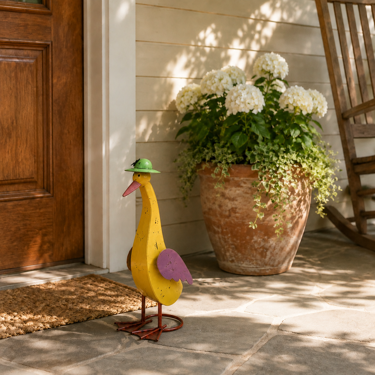 Vintage Whimsical Metal Garden Goose Figurines