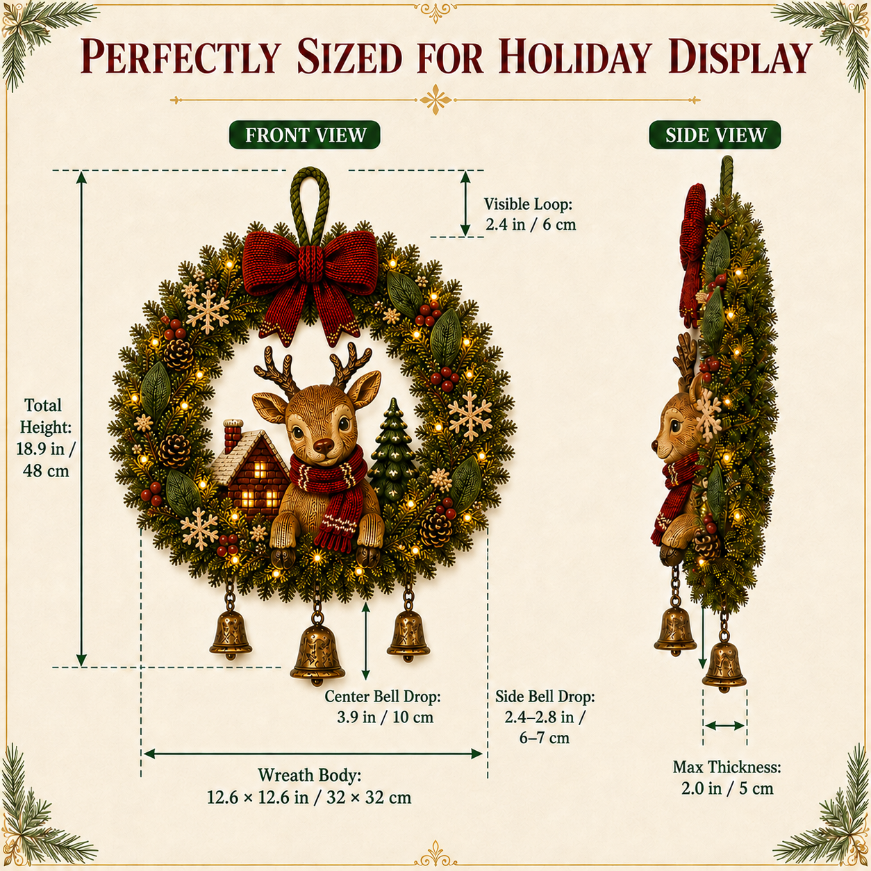 Lighted Reindeer Christmas Wreath