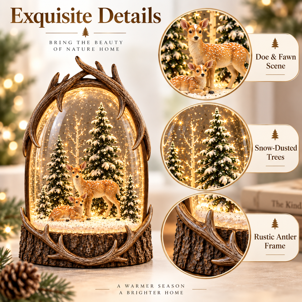 Lighted Woodland Deer Snow Globe