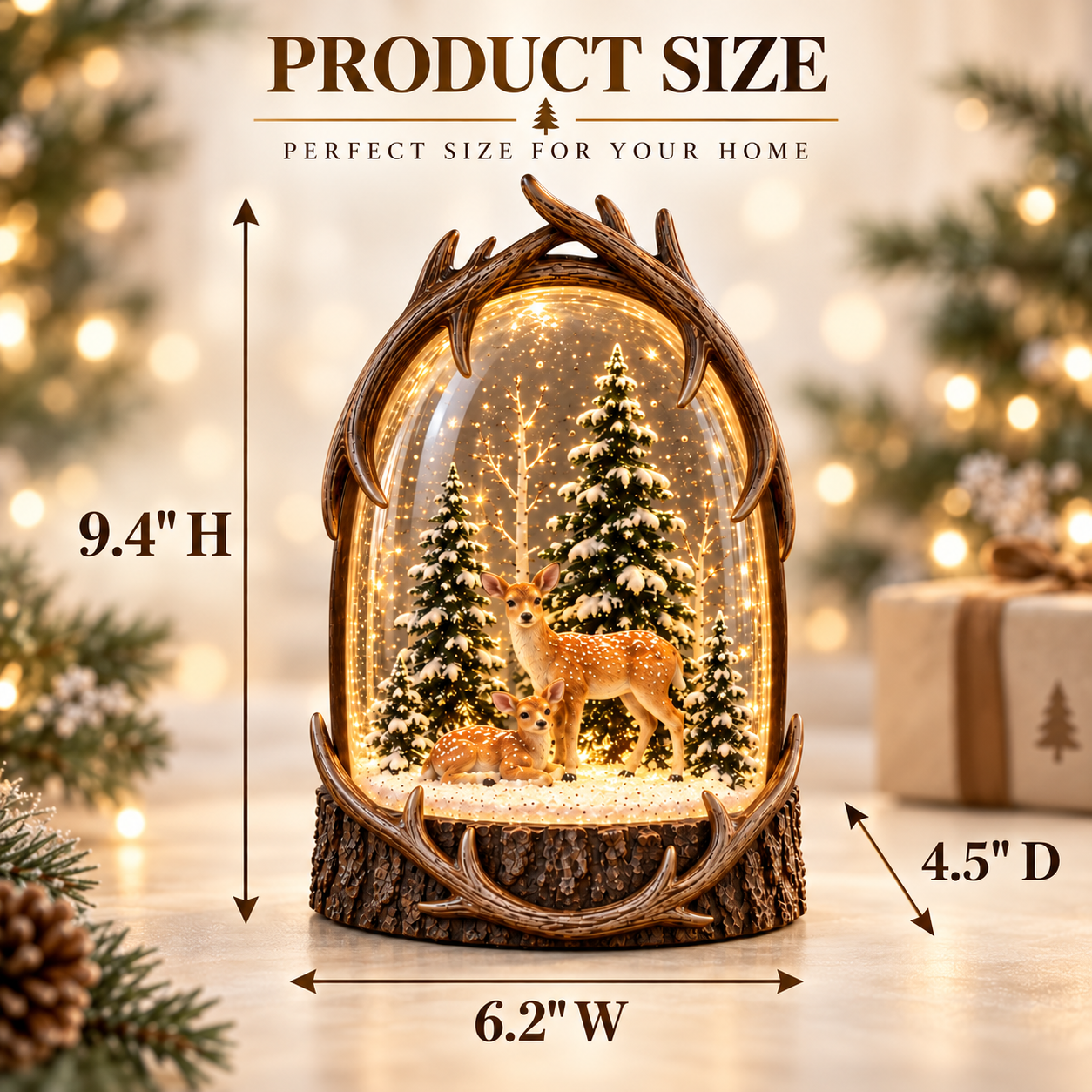 Lighted Woodland Deer Snow Globe