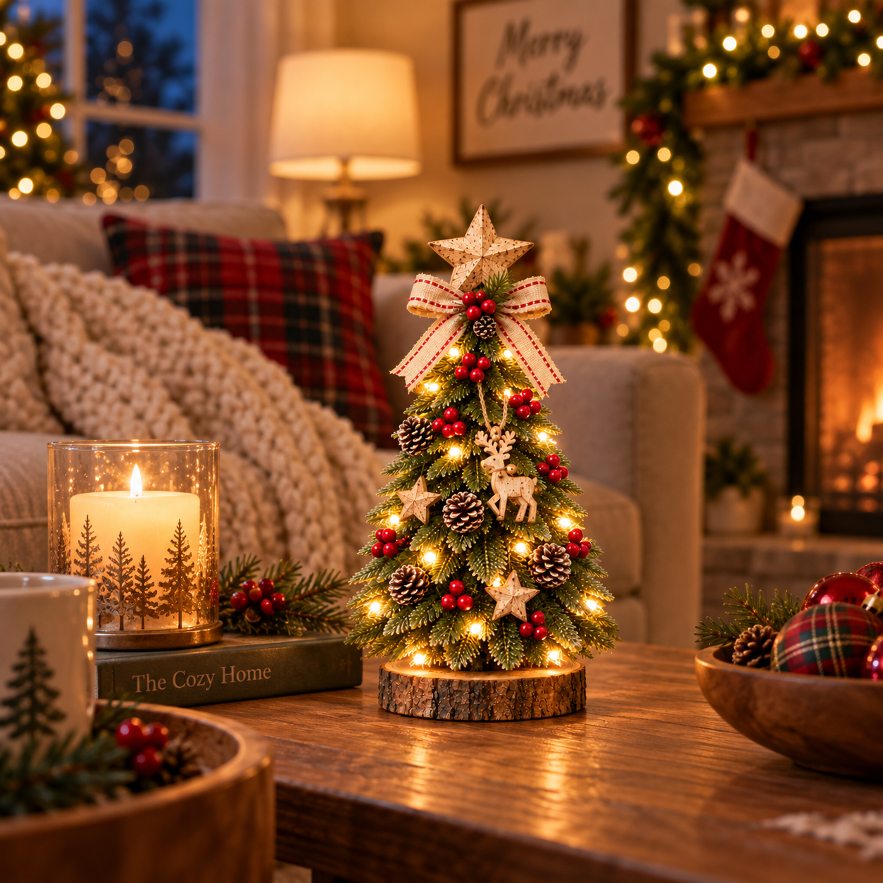 Remote-Controlled Lighted Woodland Christmas Tree Decor