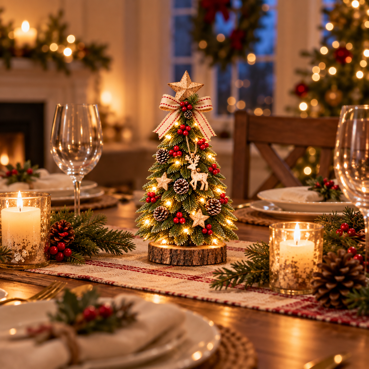 Remote-Controlled Lighted Woodland Christmas Tree Decor