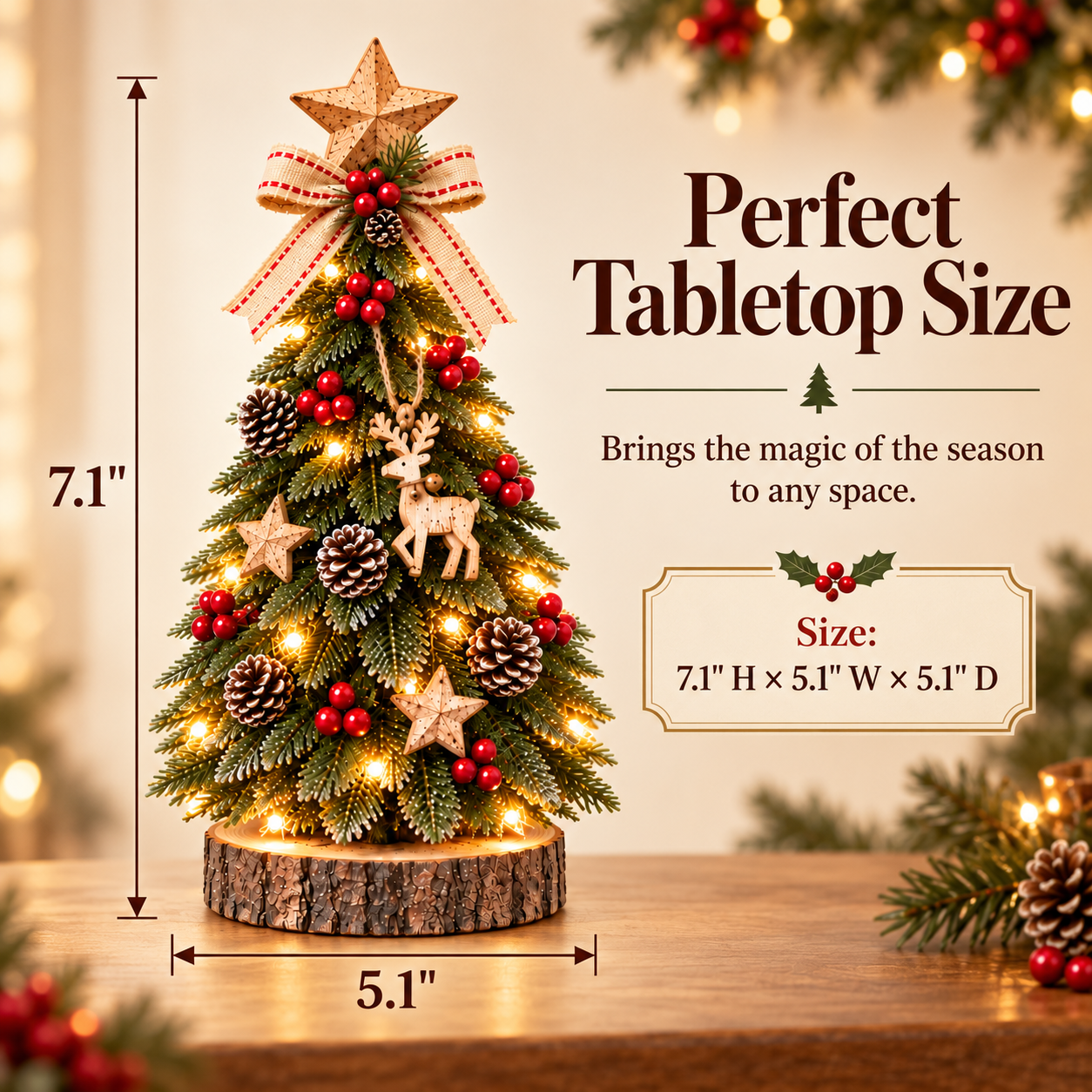 Remote-Controlled Lighted Woodland Christmas Tree Decor