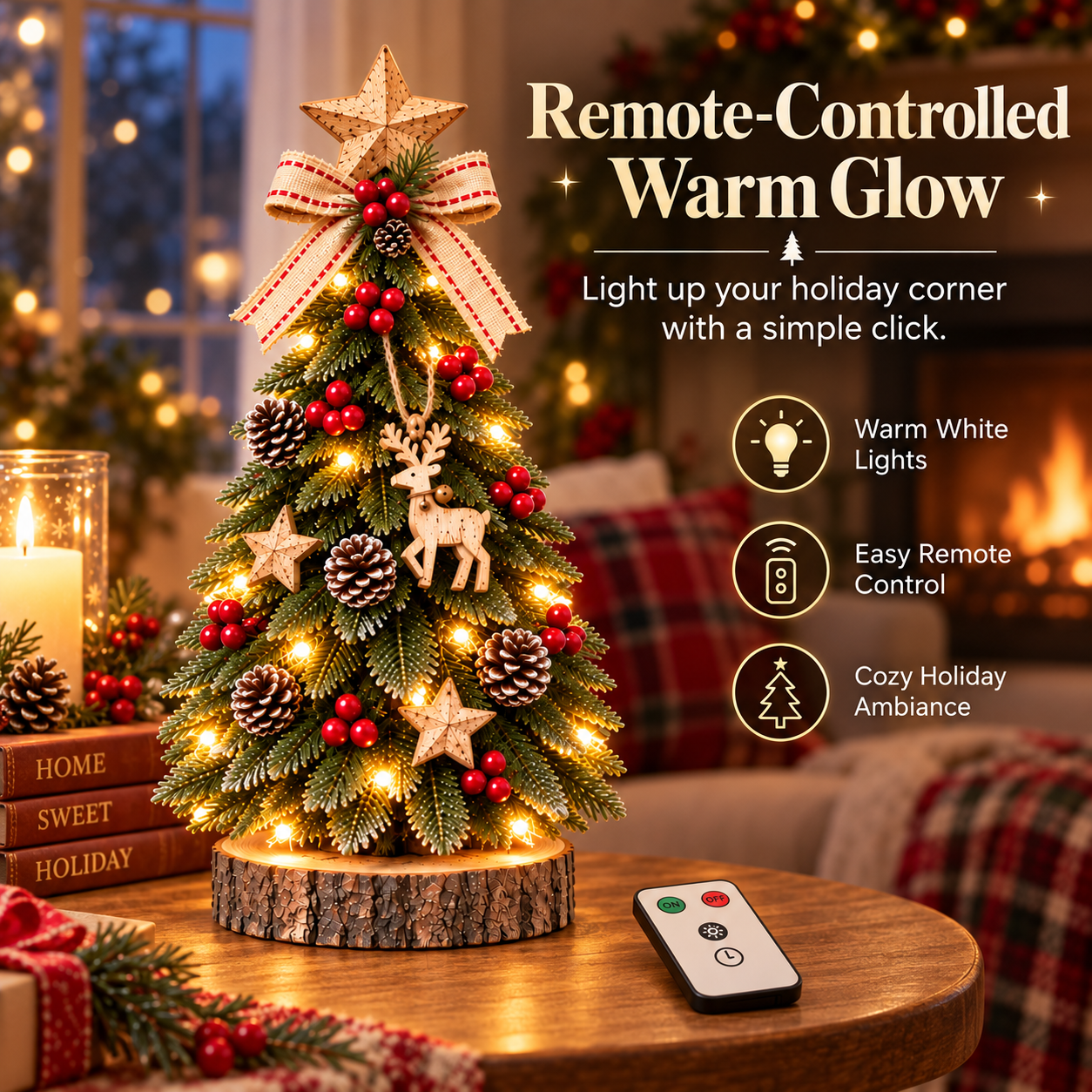Remote-Controlled Lighted Woodland Christmas Tree Decor