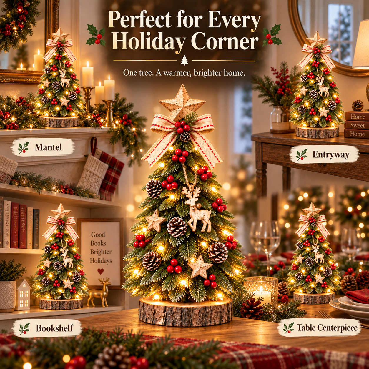 Remote-Controlled Lighted Woodland Christmas Tree Decor