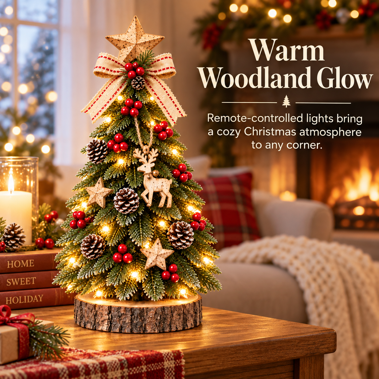 Remote-Controlled Lighted Woodland Christmas Tree Decor