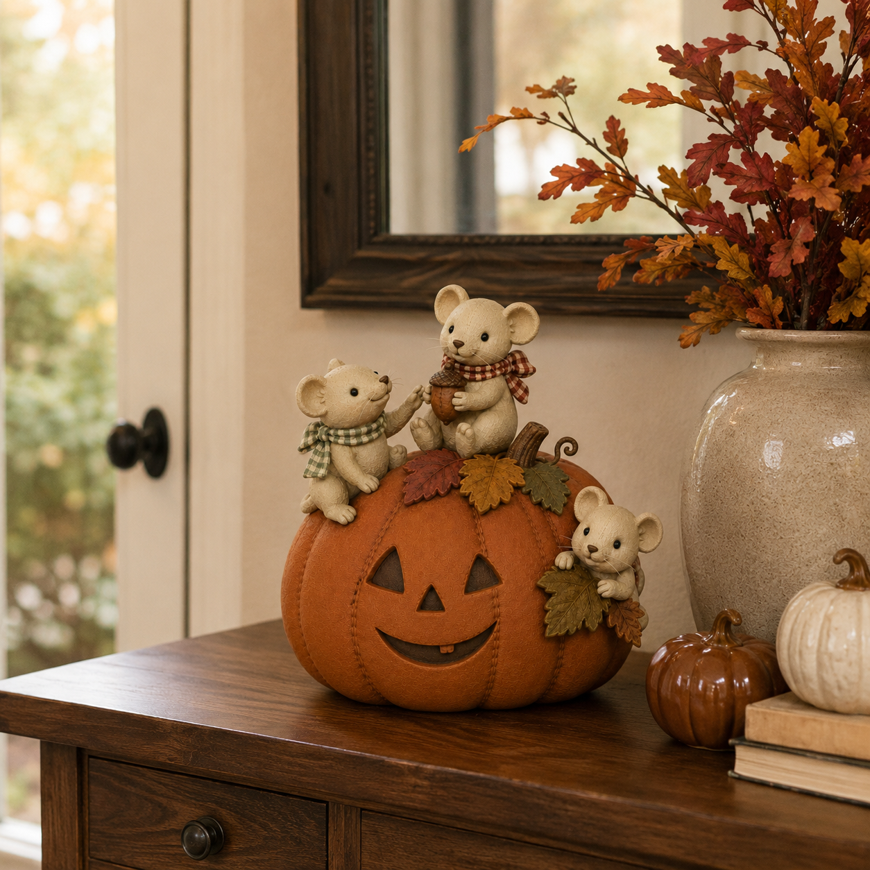 Cute Pumpkin Mouse Family Fall Decoration