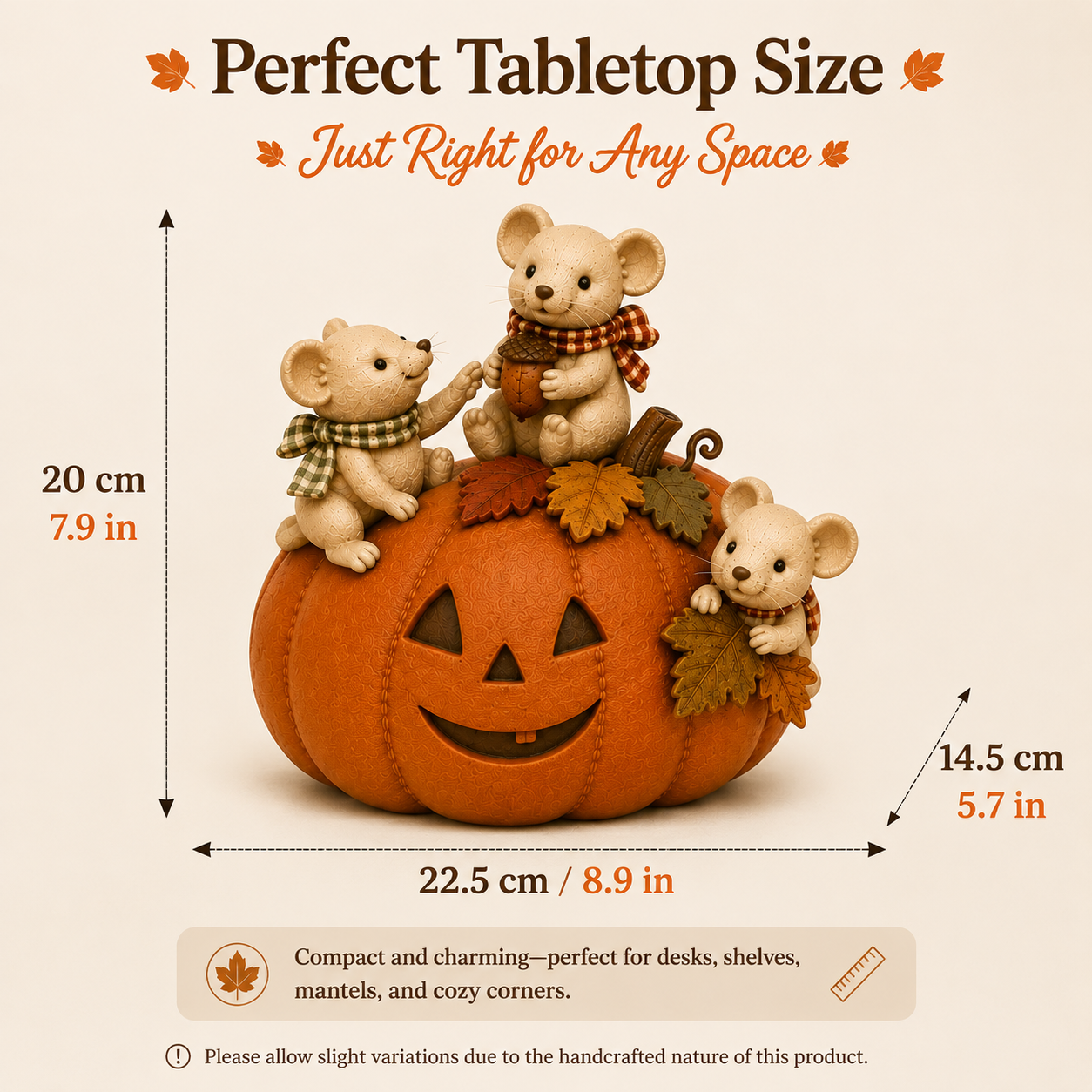 Cute Pumpkin Mouse Family Fall Decoration