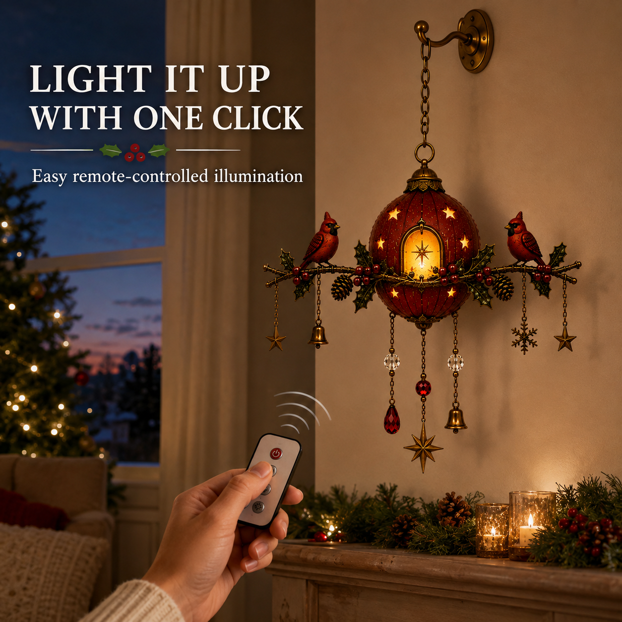 Lighted Cardinal Christmas Hanging Decor