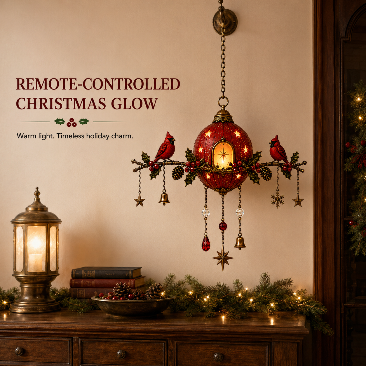 Lighted Cardinal Christmas Hanging Decor