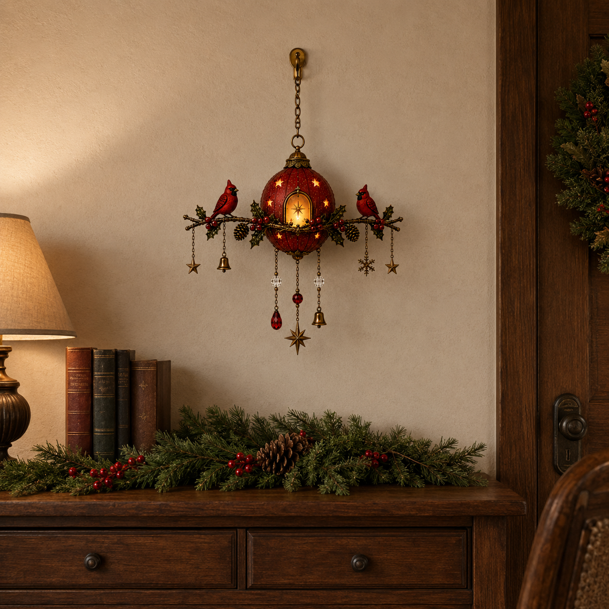 Lighted Cardinal Christmas Hanging Decor