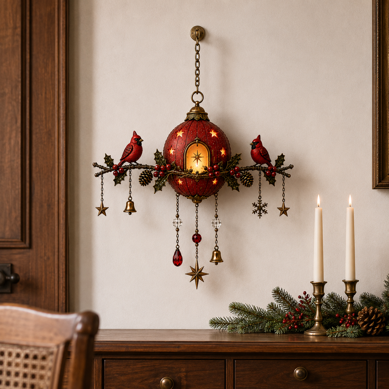Lighted Cardinal Christmas Hanging Decor