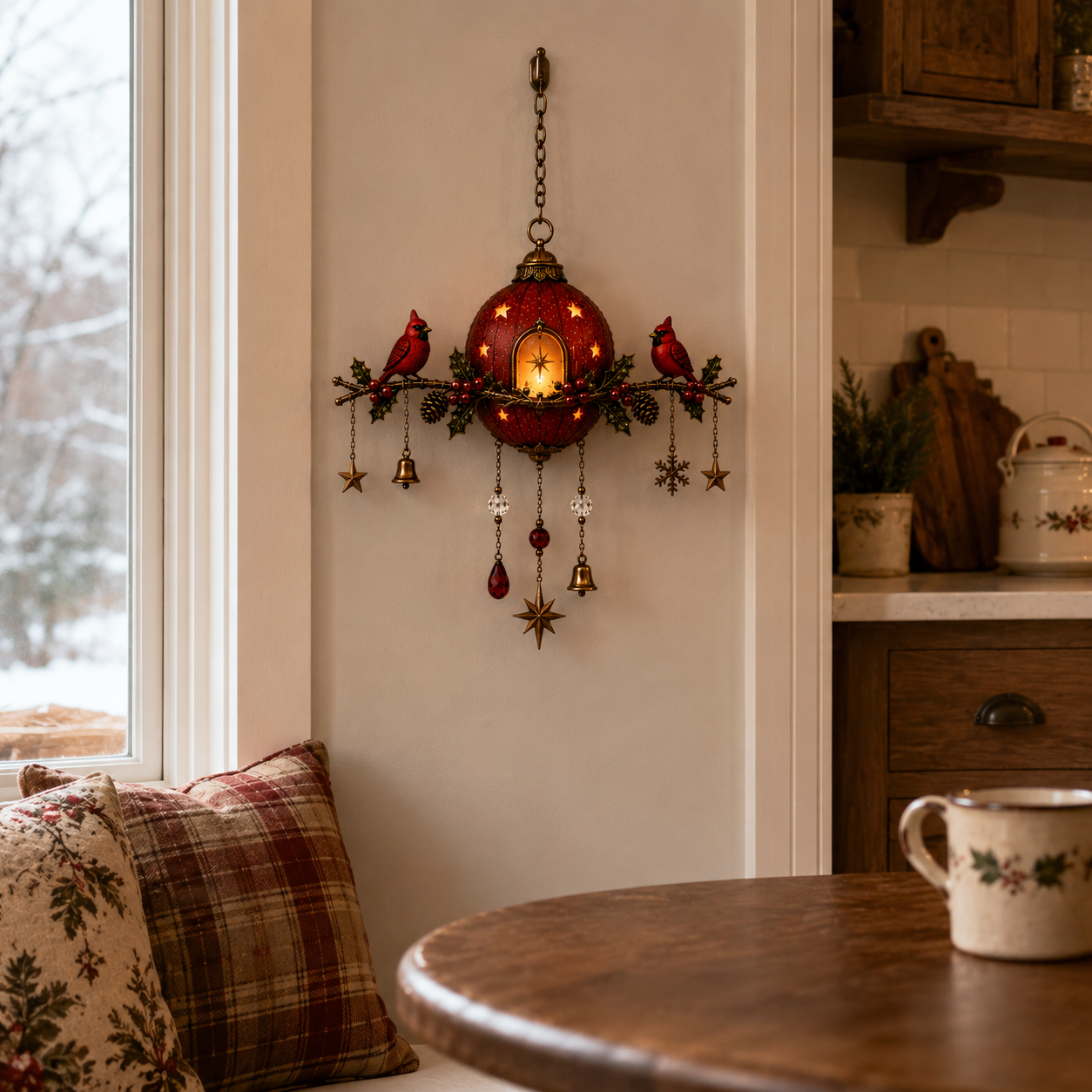 Lighted Cardinal Christmas Hanging Decor