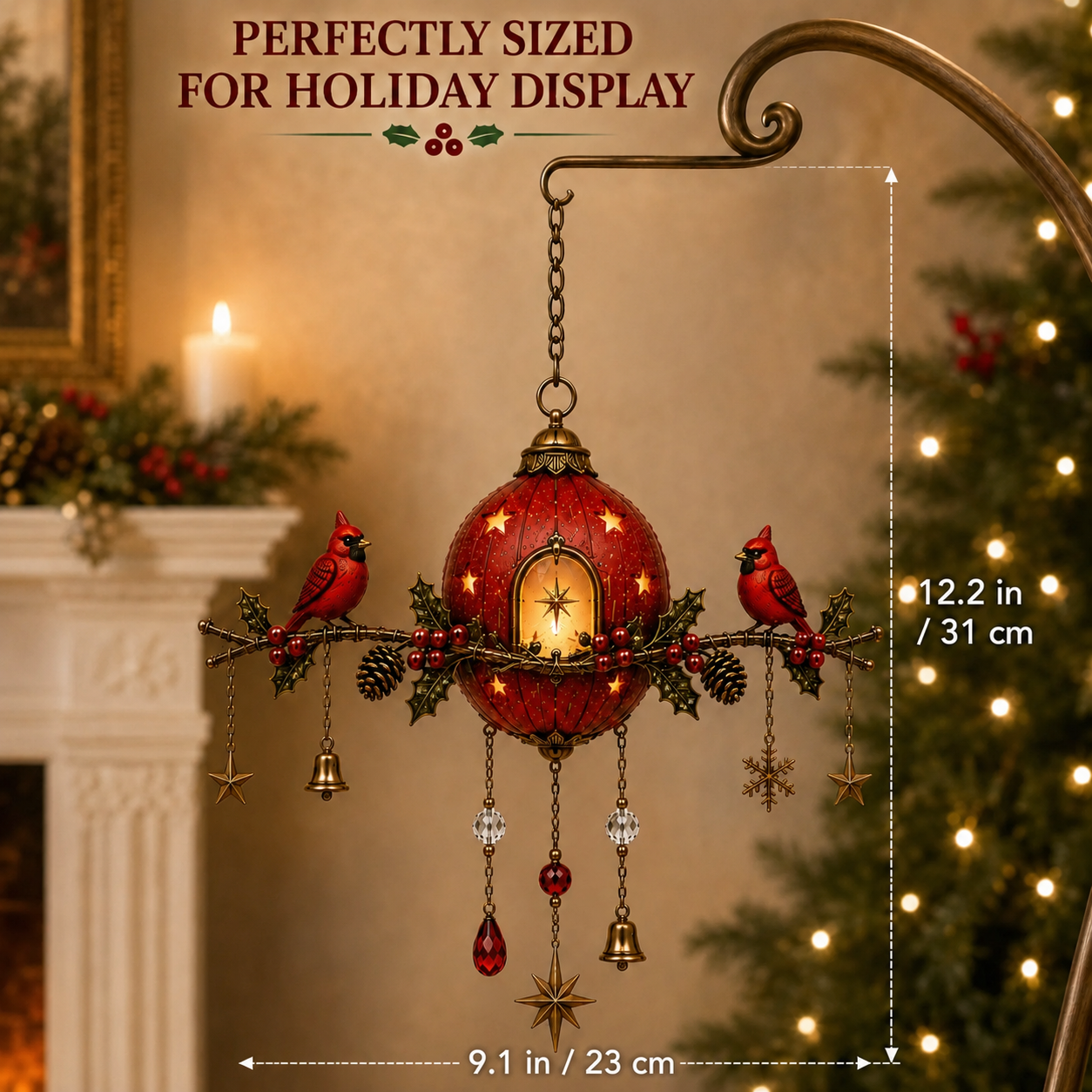 Lighted Cardinal Christmas Hanging Decor