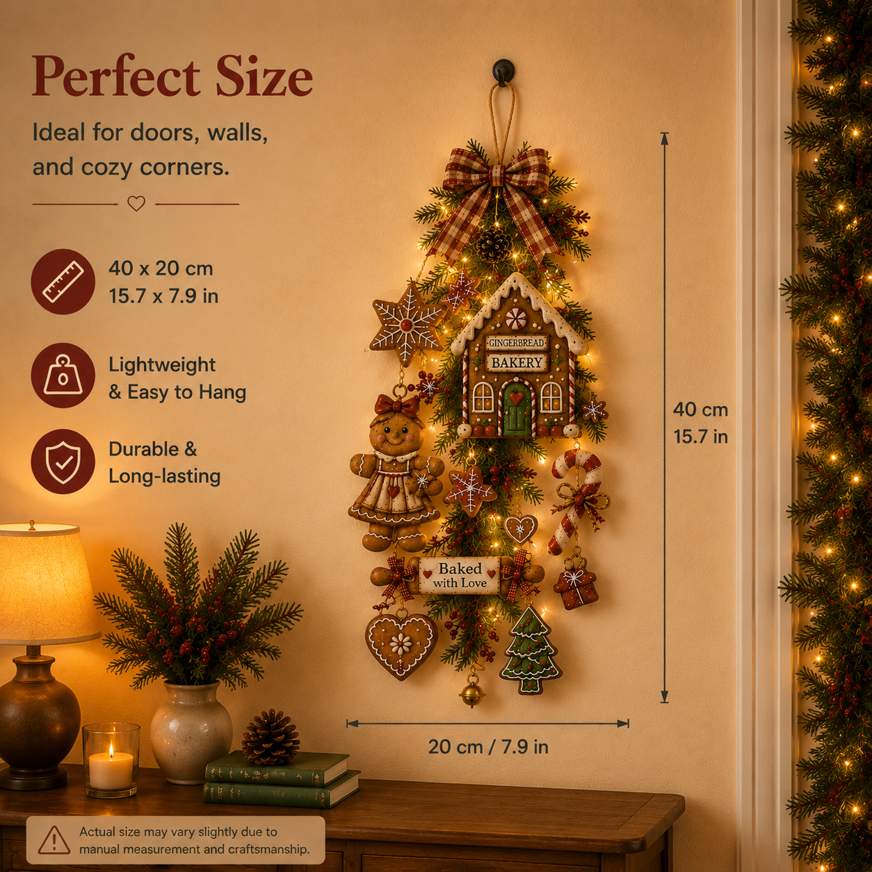 Lighted Gingerbread Bakery Christmas Tree Wall Hanging Decor